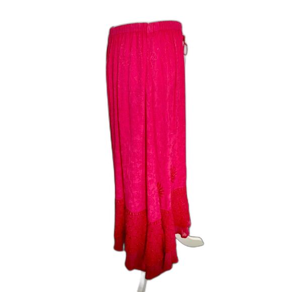 L POGEE Gypsy Skirt Free Size Hot PInk Bohemian Style Beaded Embroidered - Picture 3 of 8